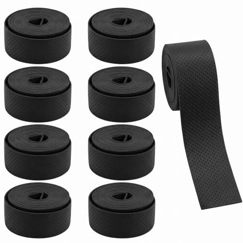 Xevtrak Grip Raquette Tennis, Grip Raquette Badminton et Surgrip Tennis en Matériau PU, Bande Antidérapante Raquette Squash et Grip Padel avec Absorption Transpiration, Ruban Noir de Sport 8 Pièces