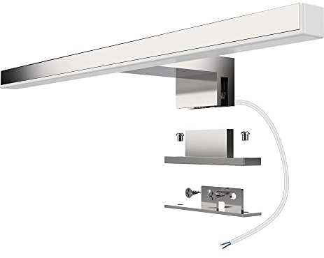 Aogled Led Mirror Light Bathroom 5W 400LM 30cm 230V Neutral White 4000K,Stainless Steel 3-in-1 IP44 Waterproof Class II Slim 300mm Bath Mirror Lamp,No Flicker,Clamp On the Mirror,Cabinet,Wall