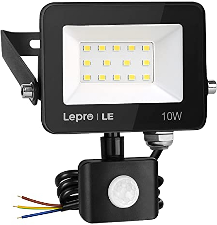 Lepro 10W LED Strahler mit Bewegungsmelder Außen, 850LM Außenstrahler 5000K Kaltweiß Superhell Scheinwerfer, IP65 Wasserdicht Fluter, Ideale Aussenleuchte für Garten, Innenhöfe, Garage, Haus, Hotel