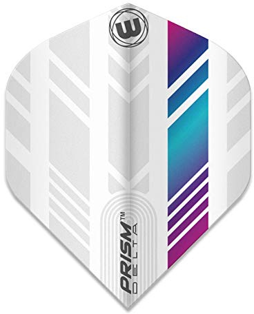 WINMAU Prism Delta Stripe Design Extra Thick Dart Flights - 1 set per pack (3 flights in total) (White and Purple)