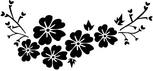 Liseng Decalcomania Nera 'Automobile Fiore Adesivo Impermeabile Rimovibile Striscia Veicolo