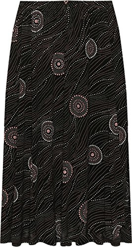 WearAll Womens Plus Elasticated Waist Skirt Ladies Stretch Floral Print Midi Long - Black Pink - 16-18