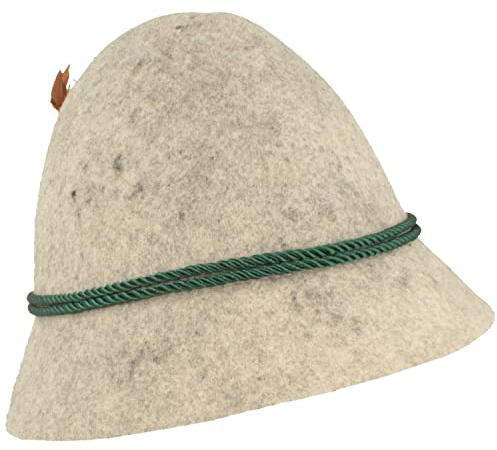 Breiter Sombrero para Niños Sombrero de Fieltro Traje Regional Gorro Tradicional Bávaro 100% Lana con Cordón de Seda y Pluma para Niñas y Niños Gris 52