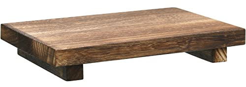 Nuogo Wood Riser Tray Soap, Stand Soap Tray for Kitchen Sink, Wood Pedestal for Kitchen Counter Sink Stand Decorative Rustic Bathroom Dishes Plant Bottles Candles Display(9 x 6 Inch,Brown)