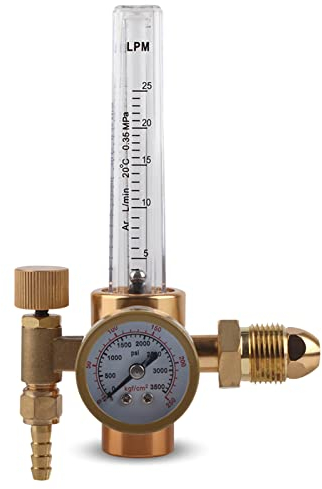 Agatige Argon Flowmeter Regulator, Argon CO2 Mig Tig Flow Meter Gas Regulator Gauge All Brass Argon Pressure Reducer Gas Flowmeter Welding Gas Regulators G5/8 Male Thread CGA580 Connector