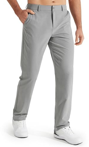 Libin Golf Trousers for Men Slim Fit Chinos Pants 30 Stretch Quick Dry Lightweight Business Casual Pants for Men Comfy Waterproof Light Grey 34W x 30L
