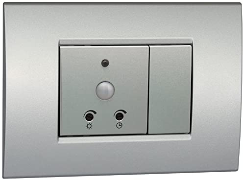 VEMER VE790900 SENS IR DUO - Rilevatore di Movimento Crepuscolare da Interno, Sensore di Movimento a Infrarossi, Installazione su Scatola da Incasso, Argento