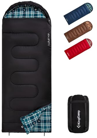 KingCamp Flannel Sleeping Bag Warm Portable Lightweight 3-4 Seasons Camping Sleeping Bag Indoor & Outdoor Use for Adults Kids for Hiking Backpacking and Camping with Compression Sack