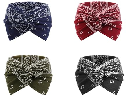 DRESHOW 4 Piezas Diadema Para Mujer Turbante Bohemia Elástico Cinta Banda para El Cabello Diadema Accesorios Para El Cabello