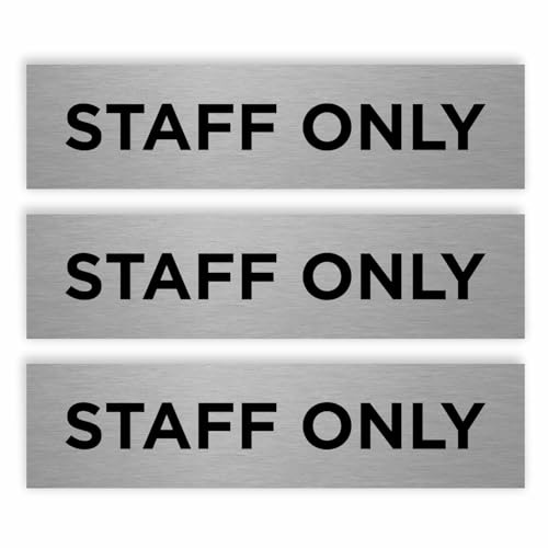 Slimline aluminiumpersonal endast dörrskylt från ViroDisplay® – styvt borstat silver 0,5 mm – 200 x 50 mm kontorsskylt – hållbar tryckt yta – självhäftande fixering (paket med 3)