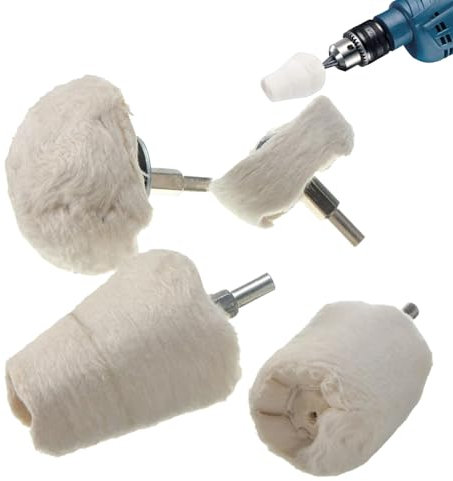 Roue de Polissage pour Perceuse, Tampon de Polissage en Coton, Polissage Tête de Meulage de Roue, Convient pour le Métal, les Bijoux, L'acier Inoxydable, L'aluminium, le Bois, le Plastique, 4 Pièces