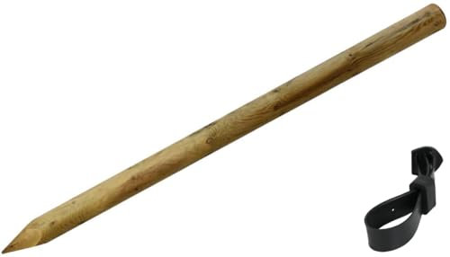 Wooden Tree Support Stake + 38cm Soft Buckle Tie - Long Life Treated Fence Post (1.2m Long x 50mm Diameter)