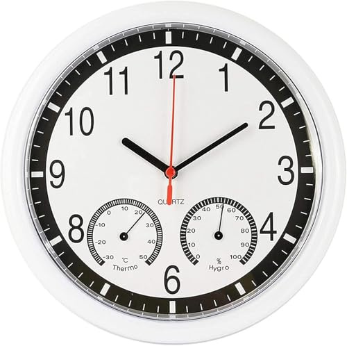 Orologio da Parete Art Simple Clock Orologio da Parete da Giardino 10 Pollici con Igrometro Termometro Orologio da Giardino Orologio al Quarzo Silenzioso Orologio da Esterno Impermeabile Re