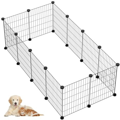 Crynvor 12 Panneaux Cage Cochon d'Inde en Métal, Cage Lapin Intérieur, Enclos Cochon d'Inde, Enclos Modulable Chat DIY pour Petits Animaux Domestiques, Chiot, Chaton, Cavia(30cm × 40cm)