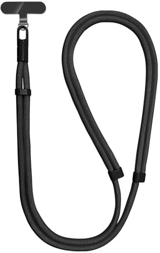 Universell mobilkedja, justerbart halsband för upphängning, mobilfodral med rem (Svart)