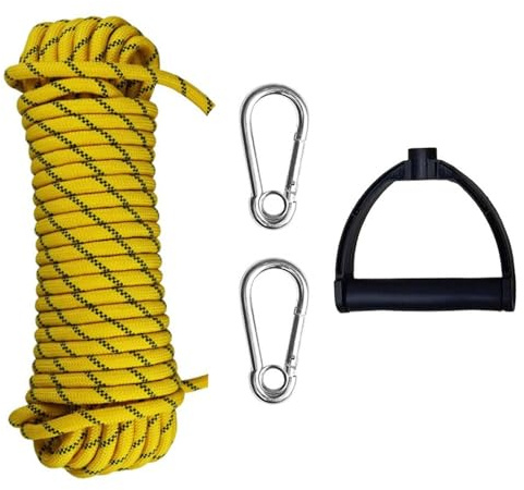 Javoryxh Corde De Remorquage en Nylon Chariot Traîneau Tirer Le Ski Nautique Remorquage Wakeboard Robuste avec Poignée Et Boucles Mousqueton Ligne Sport avec Poignée Corde Ski