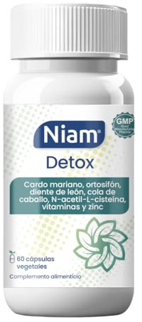 Cardo Mariano 80% Silimarina con NAC | Detox Hígado Potente | Ortosifón, Diente de León Cola de Caballo | Depurativo Natural Premium y Retención de Líquidos | 60 Cápsulas | Niam Detox