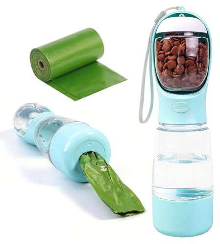 YINKIGI Portable Dog Water Bottle for Walking, 4-in-1 Pet Water Bottle Blue