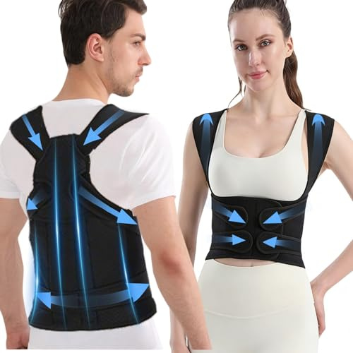 Correttore Posturale Spalle Schiena Regolabile,Fascia Posturale Spalle e Schiena,Fascia Schiena Dritta Uomo,Correttore Schiene Postura Donna,Traspirante e Regolabile Supporto per Raddrizza Spalle