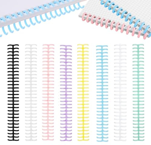Pack of 8 Plastic Binding Combs Coloured Binding Combs Spools Division 12 mm Binding Device Spiral Binding 30 Holes Binder Opener for Loose Leaf Binder for Document Notebook File Making