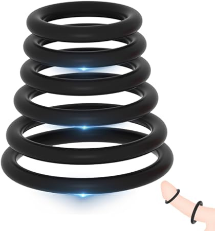 WHYCNJL 6 Pezzi Silicone Anello Pene, Stretch Anelli Fallici Cock Rings Cockrings, Ritardo Eiaculazione e Erezione Più Lunga, Diametro interno 2.2cm-5cm