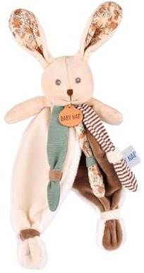 Baby NAT' - Doudou Plat Bébé Tout Doux Lapin Poupi - Coloris Naturel - Collection Poupi - Idée Cadeau de Naissance - Doudou Bébé Facile à Attraper et à Câliner - Lavable en Machine à 30° - BN6163