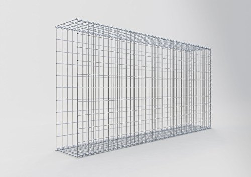 GABIONA Cesta de piedra de gavión rectangular, malla de 5 x 10 cm, profundidad de 30 cm, cesta de cultivo tipo 2, cierre de espiral, galvanizada (200 x 100 x 30 cm)