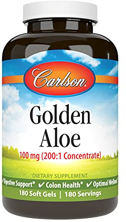 Carlson - Golden Aloe, 100 mg (200:1 Concentrate), Digestive Support & Colon Health, Optimal Wellness, 180 Softgels