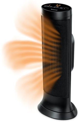 Honeywell Slim Ceramic Tower Heater, Large Room, Black – Easy to Use – Slim Space Heater with Two Heat Settings