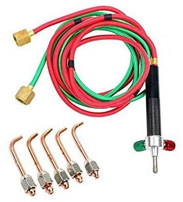 YaeTek Jewelry Micro Mini Gas Small Torch Welding Soldering Gun Soldering Torches Soldering kit with 5 Weld tips for Oxygen Cylinders with Hoses - Oxygen Welding Torch Acetylene for Jewelers Repair