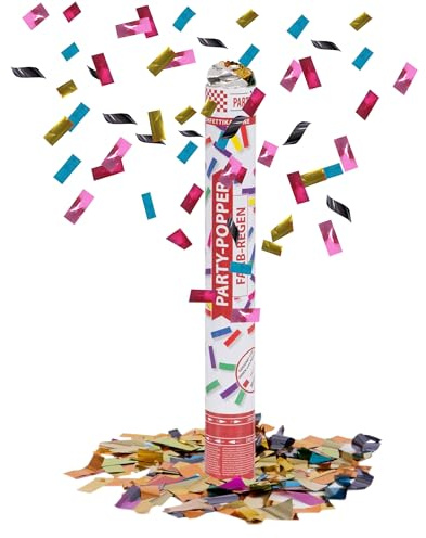 Party Factory 1 Party Popper, 40 cm, buntes Konfetti, Konfettiregen für Hochzeit, Geburtstag oder Silvester