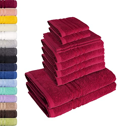 Lavea 10-teiliges Handtuchset Elena aus 100% Baumwolle - Lindgrün, 4 x Handtuch, 2 x Duschtuch, 2 x Gästetuch, 2 x Waschhandschuh, Handtücher Set weich, saugstark & pflegeleicht – Oeko-TEX