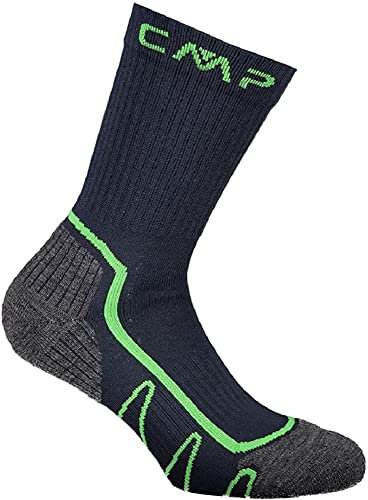CMP - Kids Trekking Sock Poly Mid, Boy, B.Blue-Verde Fluo, 28/30