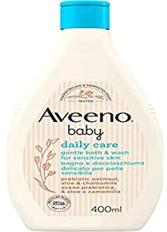 Aveeno Baby Daily Care Sanftes Bade- und Duschgel, Baby-Badebad für eine gründliche Reinigung empfindlicher Haut, Baby-Schaumbad mit Hafer, 400 ml