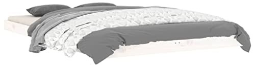 vidaXL Massivholzbett Doppelbett Bettgestell Bett Holzbett Bettrahmen Lattenrost Schlafzimmerbett Schlafzimmermöbel Weiß 120x190cm Kiefer