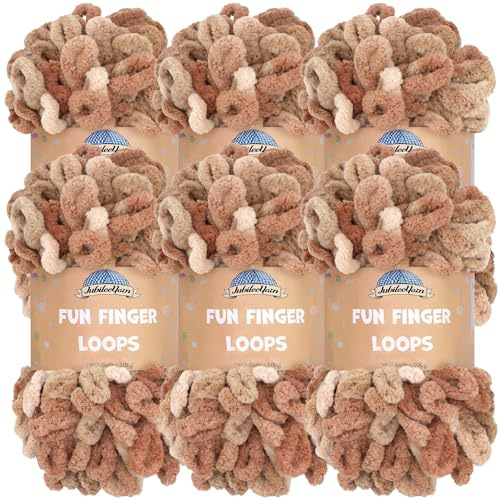 JubileeGarn med roliga fingerslingor – polyester jumbo viktögla – 100 g/skein – Asteria – 6 nystan