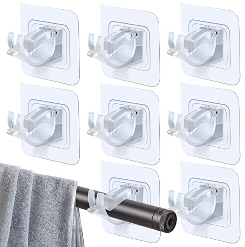 HIMOMO 8 Pezzi Ganci per Tende Senza Bucare Ganci, Ganci Adesivi Trasparenti in PVC, Supporti Autoadesivi per Tenda da Interno ed Esterno, Porta e Finestra