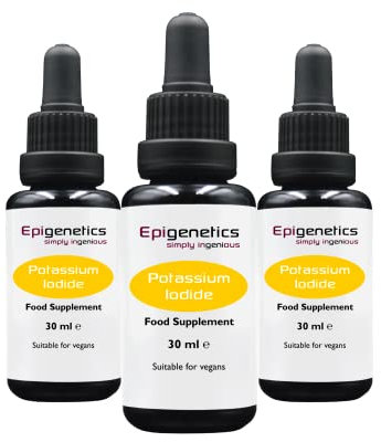 Potassium Iodide 90ml (3 x 30ml Pack) | 75mcg Iodine Per Drop (High Strength) | Premium UV Blocking Miron Violet Glass | Vegan Liquid Supplement UK Made