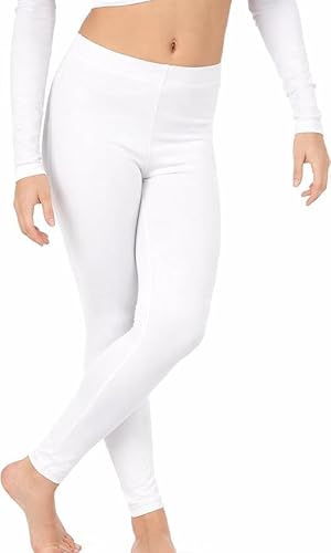 BOOM Prime Leggings da Danza Lucidi per Ginnastica da Donna Collant in Lycra Elasticizzati Senza Piede per Balletto da Donna (Bianco, 2XL)