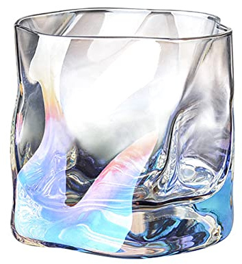 8,5 X 8,5 Cm Hushållsglas Oregelbundet Vattenglas Whiskyglas Ölglas Crystal Rocks Glas Whisky Bourbonglas för Att Dricka Sprit Irländsk Vodka Cognac (Flerfärgad)