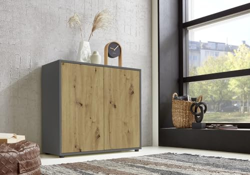 Schuhkommode Kommode Aktenschrank »Mailand 4« Schlafzimmer, bis zu 16 Paar Schuhe, wählbar (Anthrazit/Artisan Eiche)