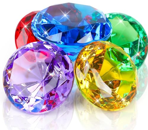 MARFOREVER Extra Large Diving Gem Pool Toys, 60MM Extra Big Diamond Colorful Pirate Treasure Diving Gems Huge Acrylic Diamond Pool Gems Set for Summer Swimming Party Favors Boys Girls Training Gifts