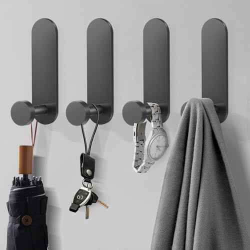 Fisynug Lot de 4 crochets adhésifs extra forts pour accrocher manteau, peignoir, serviette de bain dans la salle de bain, la douche, la cuisine