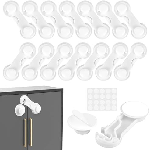 Kayqbonke 14 Stück Kindersicherung Schrank, Weiße Farbeschubladensicherung Baby, Kein Bohren Schubladensicherung, Schranksicherung Für Schränke, Schubladen Und Kühlschranktürschlösser