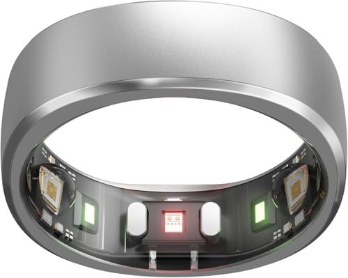 RingConn Gen 1, Smart Ring für Frauen/Herren, ohne App-Abonnement, Size First mit Größenkit, 7 Tage Akkulaufzeit, Fitness- und Schlaftracker, kompatibel mit iOS & Android (Silber, Größe 10)