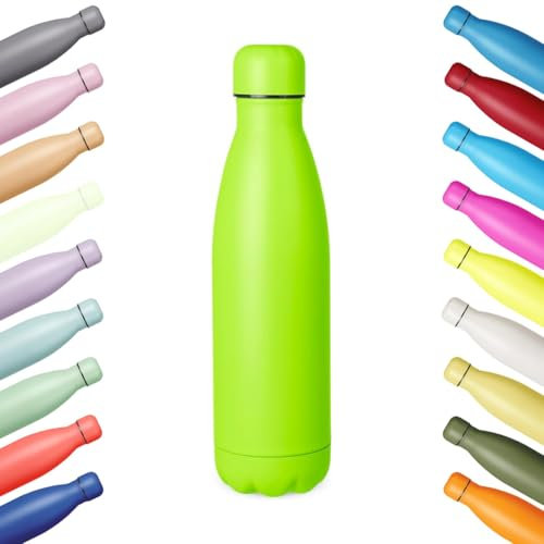 Dc Casa Borraccia Termica 500 ml – Bottiglia Isotermica in Acciaio Inox – Design Colorato e Resistente – Mantiene Caldo e Freddo – Viaggio, Ufficio, Sport, Scuola, Tempo Libero (Verde Fluo)