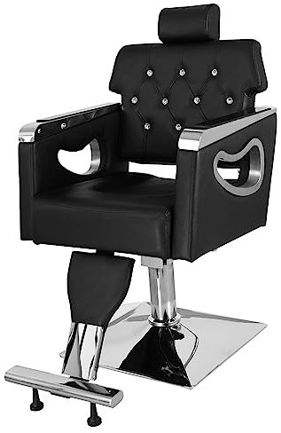 Karl home Heavy Duty Reclining Barber Chair, Modern Styling Salon Chair with 360° Swivel, Height Adjustable, Black