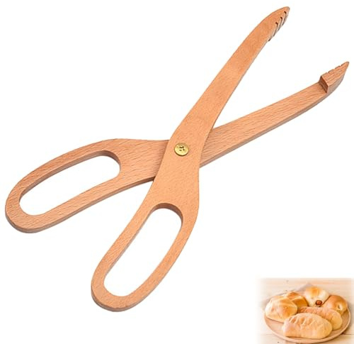 Pinzas para servir ensaladas, pinzas para pan, clip para alimentos de madera, pinzas para ensaladas de madera, pinzas para alimentos de madera, para cocina, camping, barbacoa, buffet, restaurante