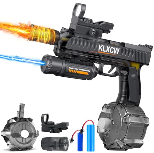 IEEILULU Pistola de Agua Electronica, Electric Water Gun con Luz, Pistola de Agua Automática de 750 mL, Ideal para Juegos con Pistolets à Eau pour Plage (Negro-1)