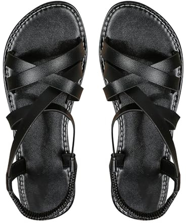 Générique Mule Confort Femme Sabots Femme 41 Chaussure Sandales D'Été À Fond Plat Et Bout Rond pour Femmes,Bout Ouvert,Boucle À Une Ligne Tong Talon Aiguille Sandales (Black,41)